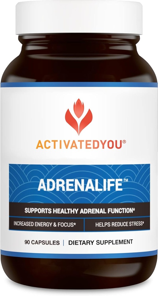 ACTIVATEDYOU AdrenaLife- Calmness and Relaxation Adrenal Support Supplement for Stress Relief, Restful Sleep, and Focused Energy w/Magnesium, Vitamin B12, & Rhodiola Rosea özü (90 Kapsül)