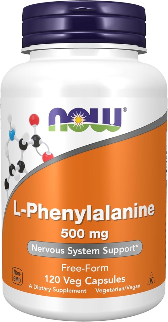 Nyní Potraviny Doplňky, L- Fenylalanin 500 mg, Podpora nervového systému *, Aminová kyselina, 120 Veg Kapsle
