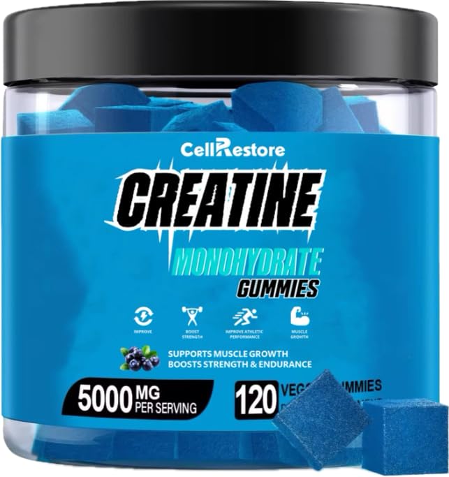 Creatine Monohydrate Gummies for Men & Women-5g of Creatine Monohydrate per Serving- Help Increase Strength and Build Muscle,Sugar Free,Vegan,Blueberry Flavor, 120 Count