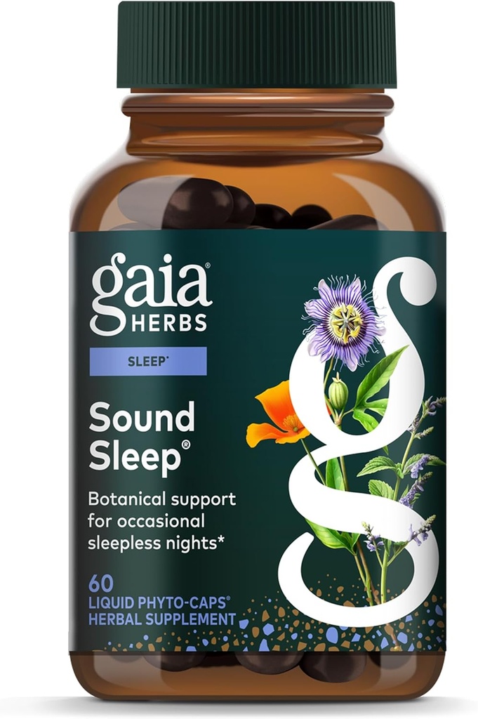 Gaia Herbs sono de som - Apoio ao sono natural para promover a calma e relaxação - com Valerian Root, Passionflower & More - 60 Vegan líquido Phyto-cápsulas (20-dia de fornecimento)