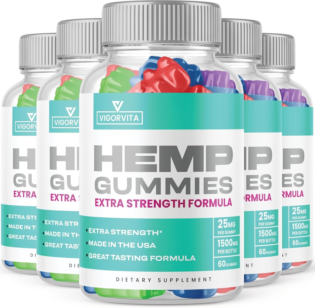 (5 Pack) Vigorvita Gummies - Oficiální formule - Vigor Vita Gummies Extra Strength Gummy s Hemp Extract, Vigorvita Gummies for Health, Vigorvital Gummies, Vigorvital Gummies New 2023 (300 Gummies)