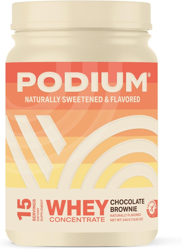 Podium Nutrition Whey Protein Powder, Chocolate Brownie, 22g Beljakovine na serviranje z digestivnimi encimi, izolat in koncentrat sirotkinih beljakovin, brez glutena, brez ogljikovih hidratov, brez sladkorja in soje, 15 Strežnikov