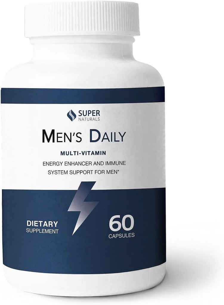 Super Naturals Men's Daily Multivitamin Energy Enhancer and Immune System Support for Men (60 קפסולות, 30 יום אספקה)