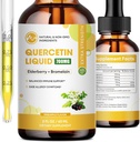 Quercetin Liquid Drops - Quercetin Supplements 700mg - 4X Stronger Than Pills & Capsules - 5 in 1 Quercetin with Bromelain Elderberry Vitamin for Immunity Health Respiratory Health Skin Care- 2 Fl Oz