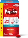 MegaRed Omega-3 Blend Total Body + Refresh 500mg Softgels, (65 Tel in een fles), Gemakkelijk geabsorbeerde Krill Oil, ter ondersteuning van uw hart, gewrichten, hersenen en ogen