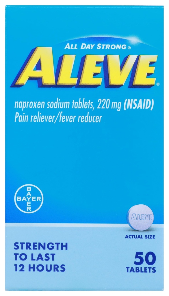 Aleve, Pain Reliever/Fever Reducer 220 mg Tablets, 50 Count