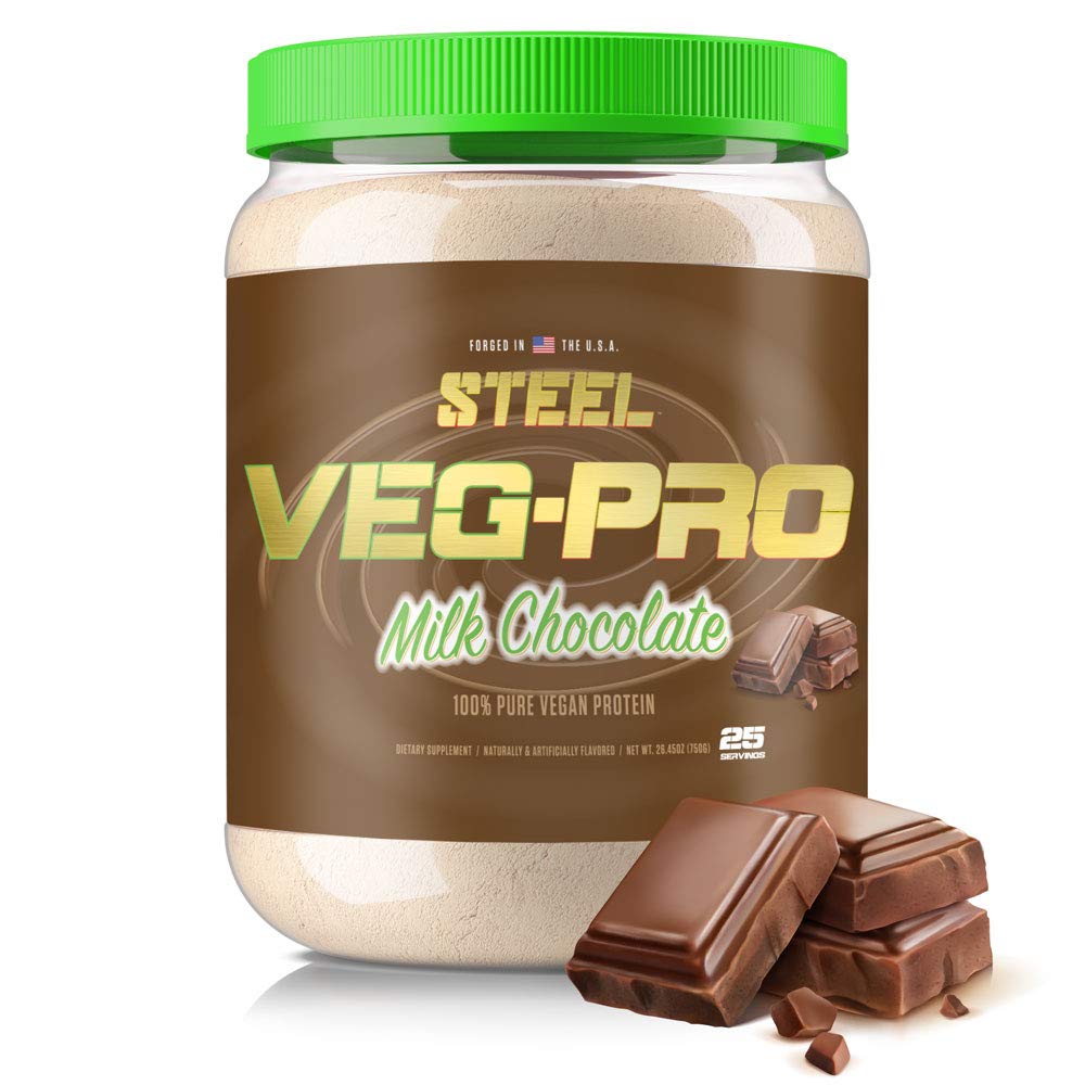 Steel Supplements Veg-PRO | Vegan Protein Powder, Milk Chocolate | 25 Servings (1.65lbs) | Protein Powder with BCAA Amino Acid | Gluten Free | Non Dairy | Low Carb Formula