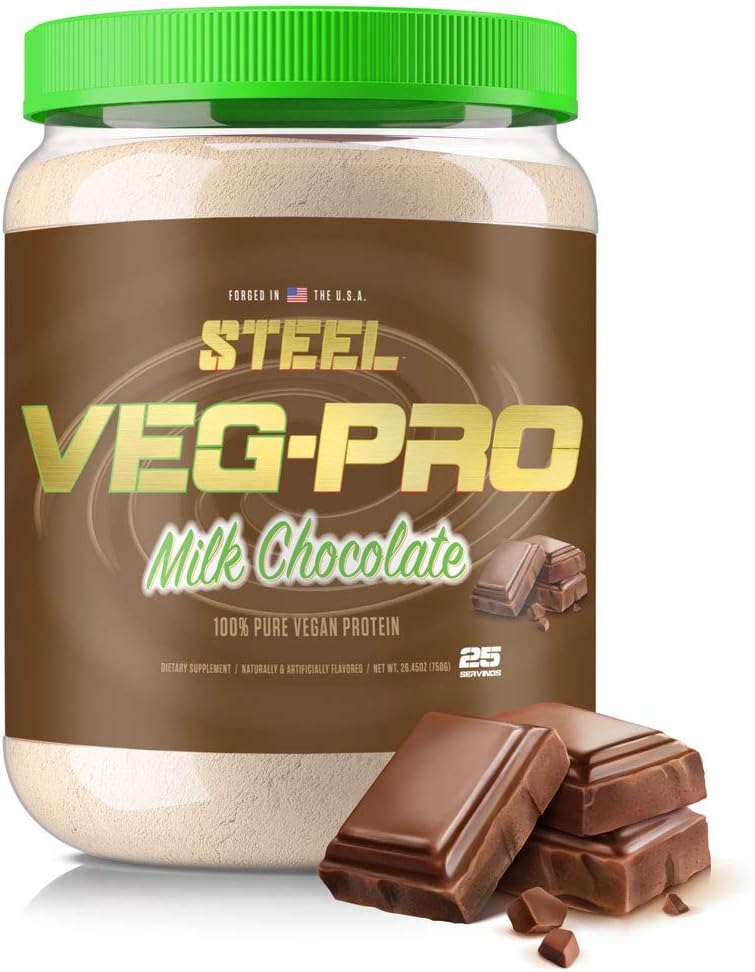 Steel Supplements Veg-PRO | Vegan Protein Toz, Milk Chocolate | 25 Xidmət (1.65lbs) | BCAA Amino Acid ilə Protein Tozu | Gluten Pulsuz