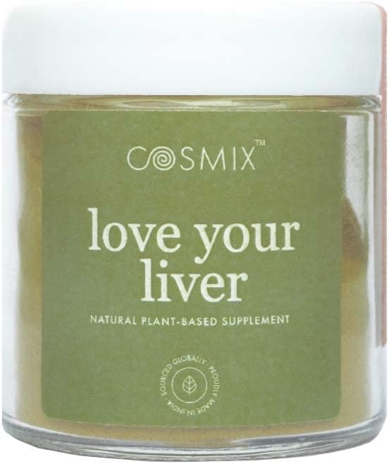 cosmix elsker leveren din, avgift av lever og nyrer, renser blod, reduserer betennelse, Bhumi Amalaki, Melk Thistle, Turmeric, 60G - gjør opptil 40 serveringer, Plantebaserte Superfood Blend