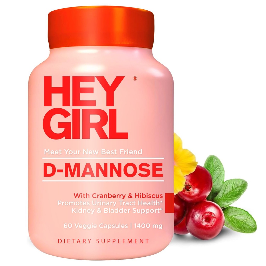 D Mannose Capsules - Fast-Acting UTI Supplement - Cleanse & Flush Impurities - with Natural D-Mannose Powder, Cranberry, Hibiscus & Dandelion - Alternative to Cranberry for Women, 60 Capsules