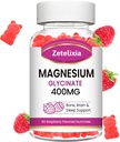 Magnesium Glycinate Gummies, High Absorption Magnesium Glycinate תוספי מזון להורדה, סוכר חינם צ'יפס למבוגרים וילדים, Raspberry Flavor 60 Cts