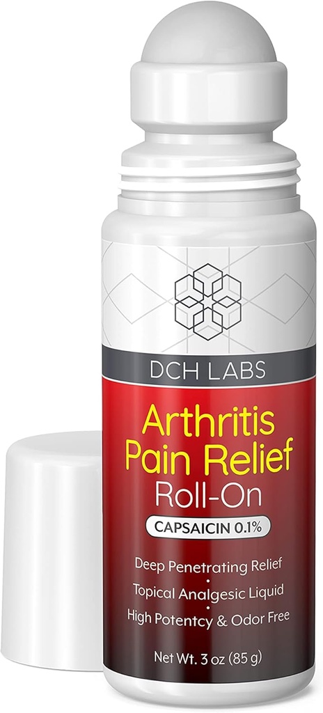 Calefacción Arthritis Pain Relief Roll-on, Deep Penetrating Capsaicin Bloquea o seu músculo e Mensaxeiro de dor conxunto, para mans, Wrist, pés, xeonllos e costas, 3 onzas