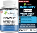 Zenrenu Imunity Quercetin 700 mg zinek Vitamin D Imunitní Supplement s Curcumin - Snadný Absorb Imunity Dodatek, 100 Vegetariánské Kapsle 50 Den Dodávka