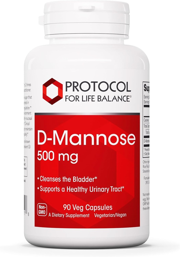 Protocol D-Mannose - 500mg - Blaudder Netse - Suport de salut Urinary Tract * - per a homes i dones - Kosher i No-GMO - 90 Veg Capesles