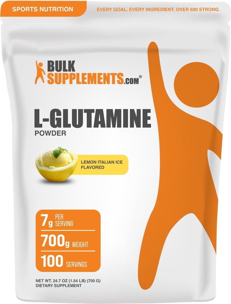 BulkSupplements.com L-glutamin Powder - glutamin Supplement, Amino Acid Supplement - Lední italský Led Flavor, 7g per Serving, 700g (1,5 kg) (Balení po 1)
