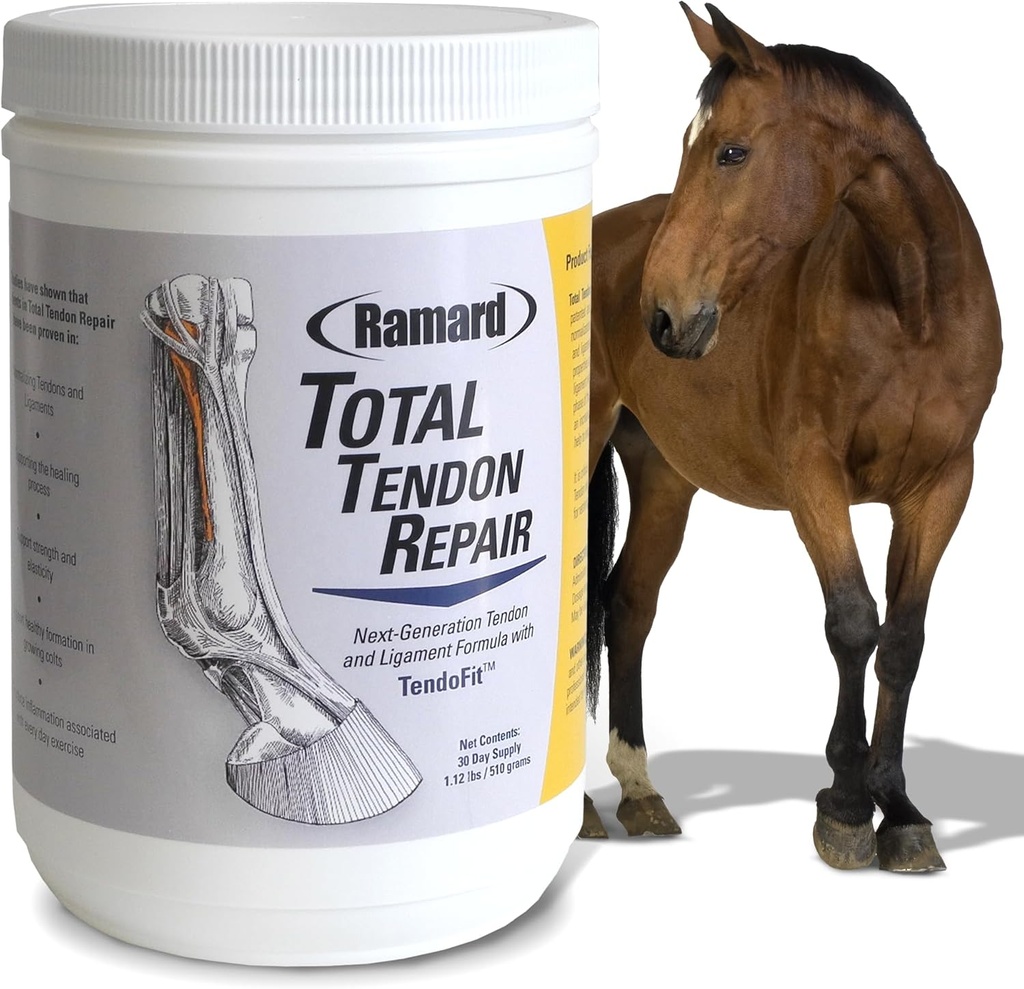 Ramard Total Tendon Repair –Advanced Powder Supplement with Vitamin C, Collagen, and MSM for Horse Joint, Ligament, and Tendon Support - Supplements for Elasticity and Strength – 30 Day Supply