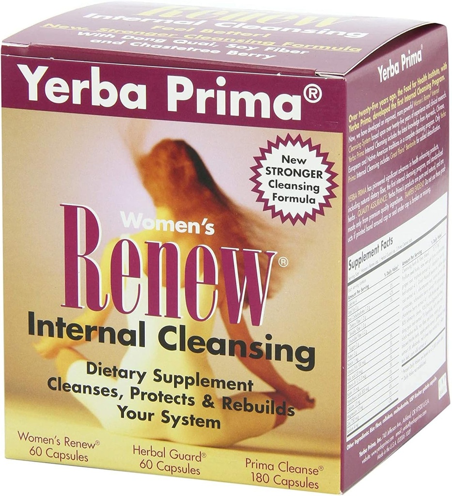 Yerba Prima Women’s Renew Internal Cleansing System - 30 Day Cleanse and Detox Kit - Women Detoxifying Herbal Support supplements