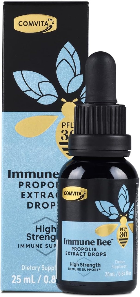Comvita Extra Strength Bee Propolis Extract - Přírodní imunitní podpora, Kapky pro ústní zdraví, Propolis Liquid, Pomáhá Soothee hrdlo, Alkohol zdarma - PFL 30, 0.8 fl oz skleněná láhev