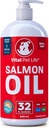 Aceite de salmón para cans e gatos - pel san e abrigo, aceite de peixe, Omega 3 EPA DHA, suplemento de alimentos líquidos para mascotas, todo natural, soporta saúde conxunta e ósea, alerxia natural e defensa de inflamación, 32 oz