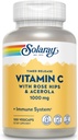 SOLARAY bitamina C 1000mg - Time Release Vitamin C kapsulak w/Rose HIPS eta Acerola Bioflavonoid euskarriarentzat - Two-Stage, All-Day Immune euskarria - Vegan, 60 Day Bermea, 100 zerbitzatu, 100 VegCaps
