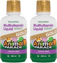 NaturesPlus Animal Parade Gold Children's Liquid Multivitamiini - 16 fl oz, 2 kpl pakkaus - Natural Tropical Berry Flavor - Gluteeniton, Vegan - 64 Tarjoukset yhteensä