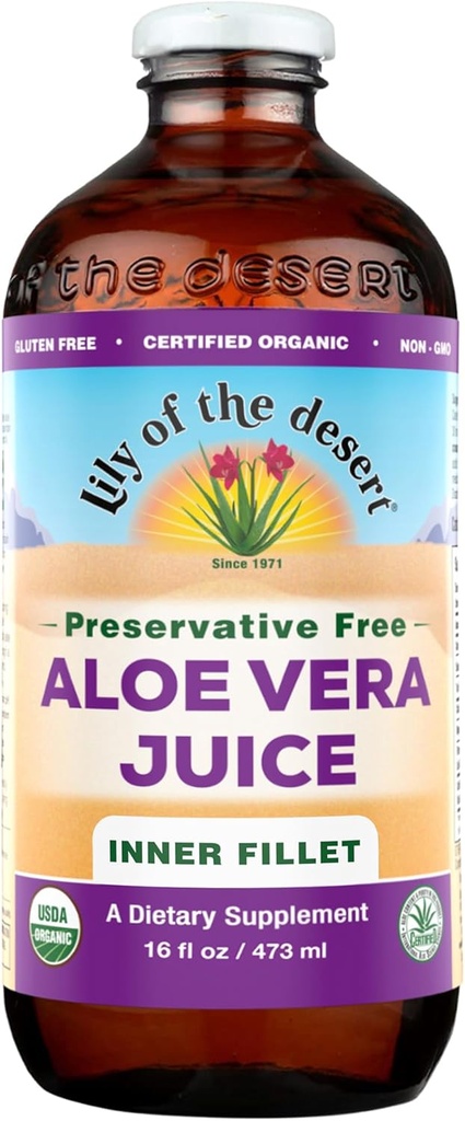 Lily of the sa mạc Aloe Vera Juice, Preservative Free, Inner 14et, 16 Fl oz