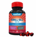 Antarctic Krill Oil 1000mg, Omega 3 Supplement，EPA, DHA, Phospholipids and Astaxanthin- 120 Softgels