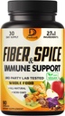 27in1 Fiber and Spice Supplement - Combined with Organic Psyllium, Whole Apple, Elderberry & More - Support Mood, Body & Immunity - 90 Capsules for 1 Month