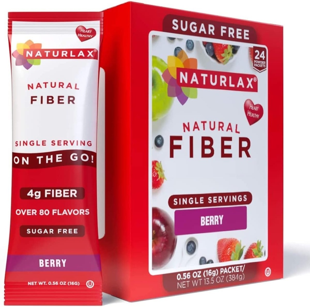 Цукор-Free Psyllium Husk Fiber Powder (Berry - 24 Packets)