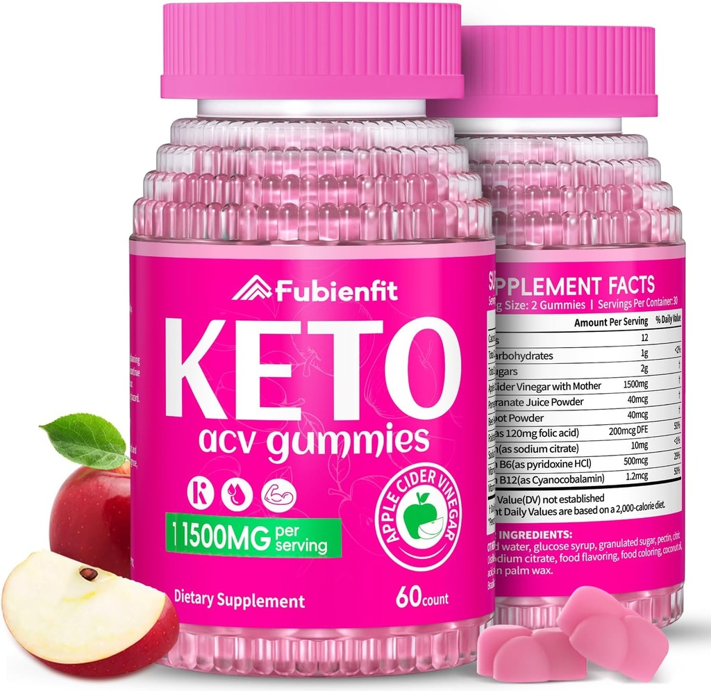 (2 Pack) Keto ACV Gummies Advanced Formula 1500MG Keto Gummies Apple Sidrs Etiķis Formulēts ar granātābolu Biešu sulas pulveris B12 Vegan Non ĢMO 120 Gumys