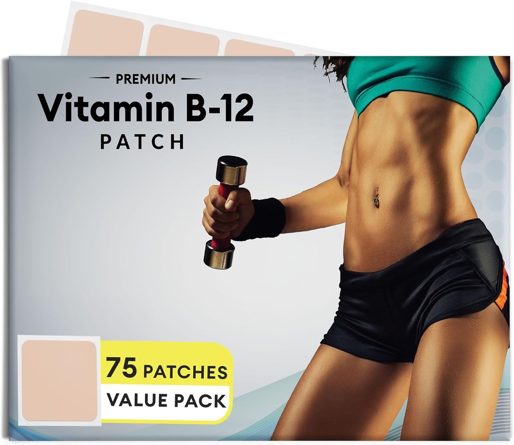 B12 Patch for Energy Plus - 75 Count Pack - B12 Patches - B12 with Methylkobalamin & Guarana
