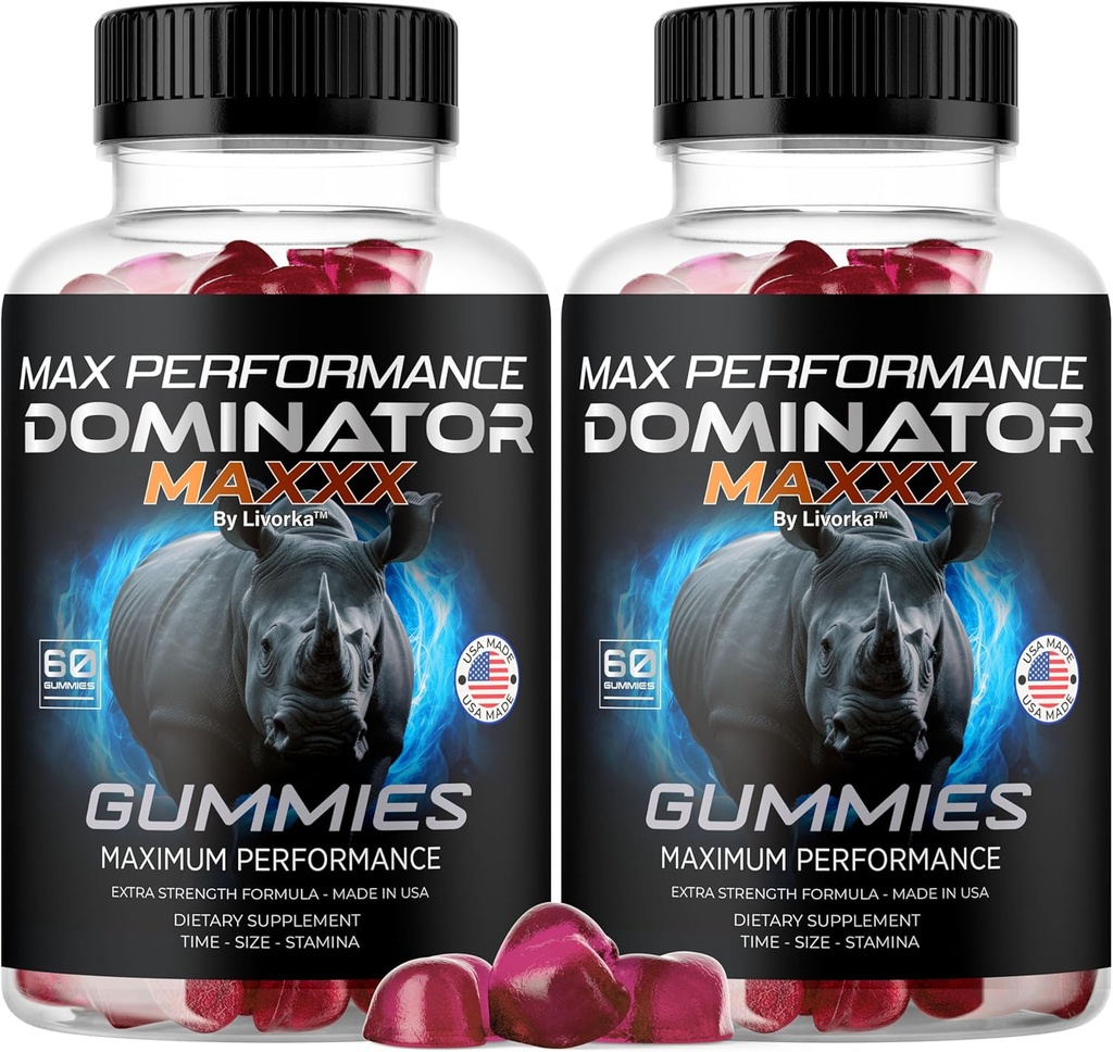(2 pakkaus) Dominator Maxx Gummies for Men - Dominator Maxx Natural Daily Nutrition Support Premium Advanced Formula Multivitamiini pillereitä yleistä terveyttä ja hyvinvointia, 120 Gummy 2 kuukautta