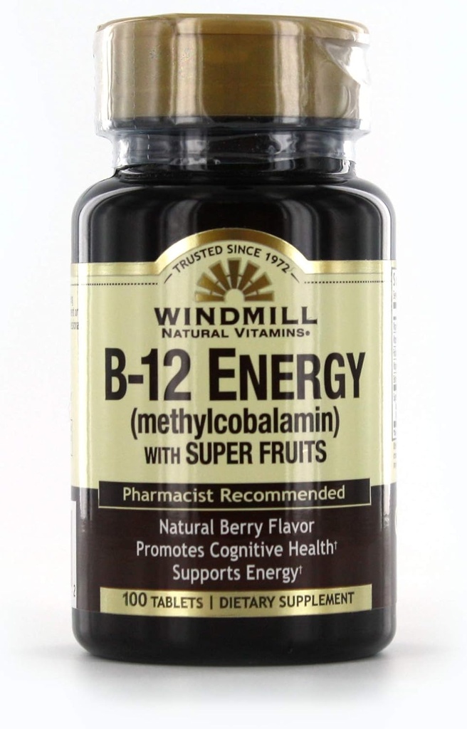 Mulino a vento Vitamina B-12 Energia con Super Fruits Tablets 100 Ea
