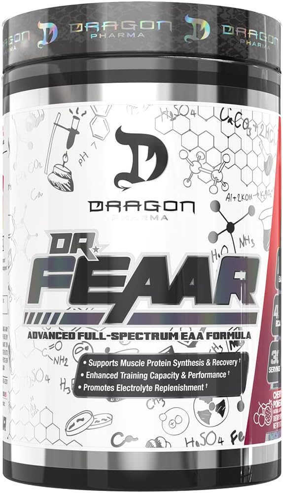 DRAGON PHARMA Dr. FEAAR® アドバンストフルスペクトラム EAA マトリックス、サポート マッスルプロテイン合成と回復、強化されたトレーニング能力とパフォーマンス (30 サービング、チェリーポメグラネイト)