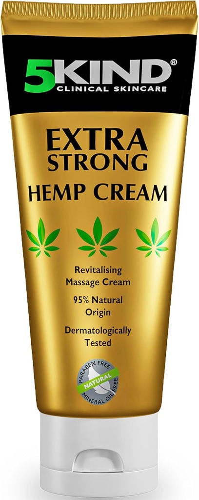 5 Kind Extra powerful Hemp Cream 3.4 fl oz- Maximum Strength - Natural Soothing Relief Joint Cream - Muscle Rub for Lower Back, Joints, Neck, Knees ' shoulders