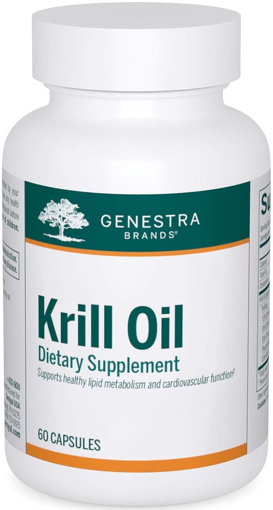 Genestra Brands Krill Oil 124; Campur Omega-3 Acids Gendut, Phospholipids, dan Astakanthin 124; 60 Capsules