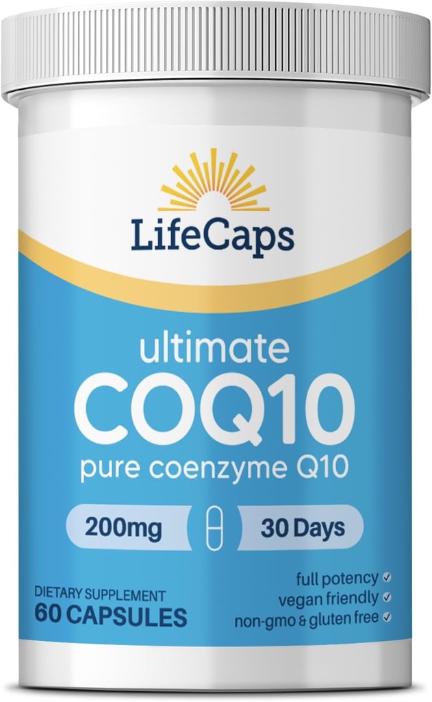 LifeCaps CoQ10 200mg - Ultimate CoQ10 - Ultra High Absorption Q10 supplements - 60 count
