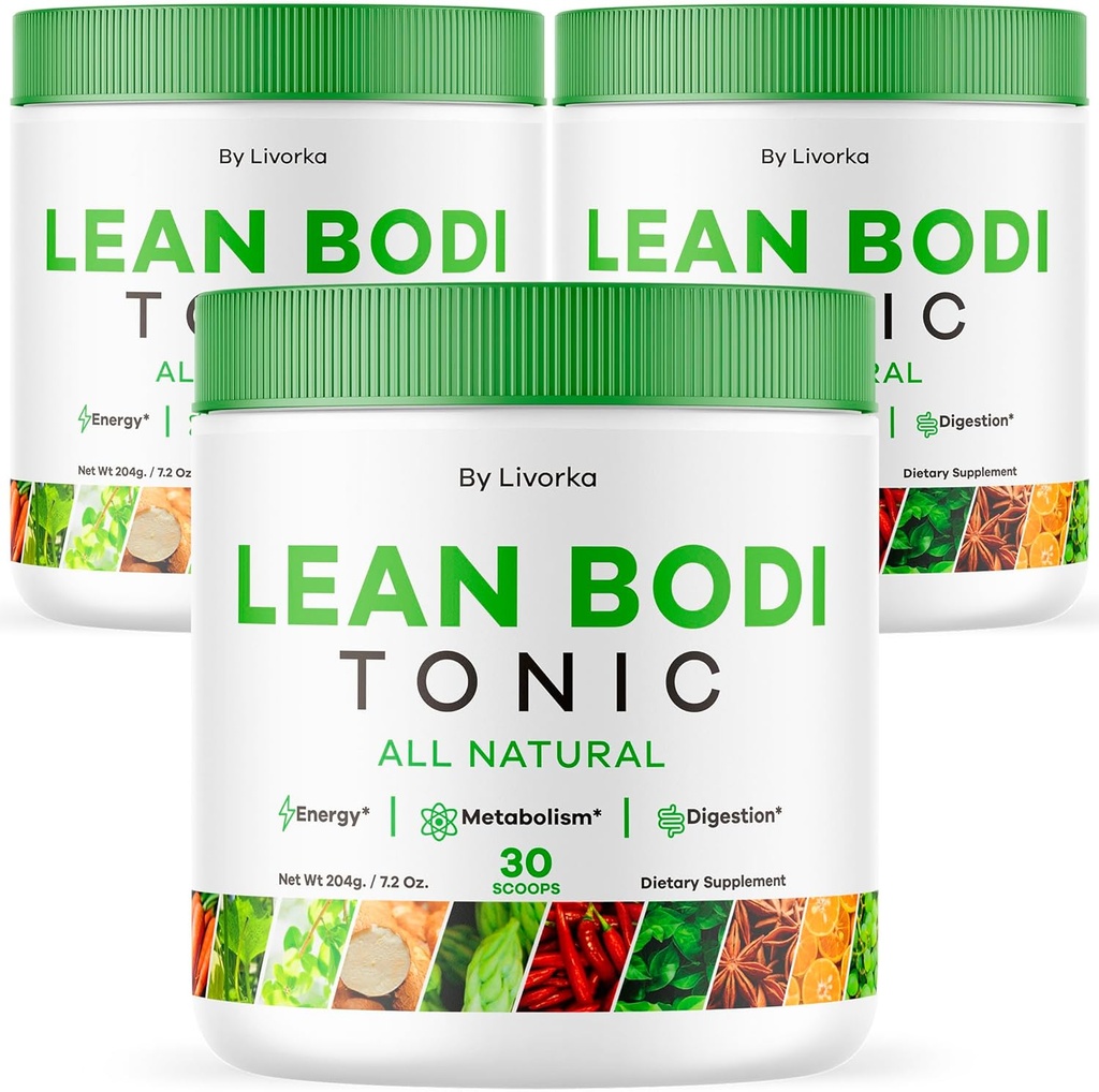 LIVORKA Lean Bodi Tonic, כל אבקת פורמולה מתקדמת טבעית - 90 משרתים (3 חודשים אספקה)