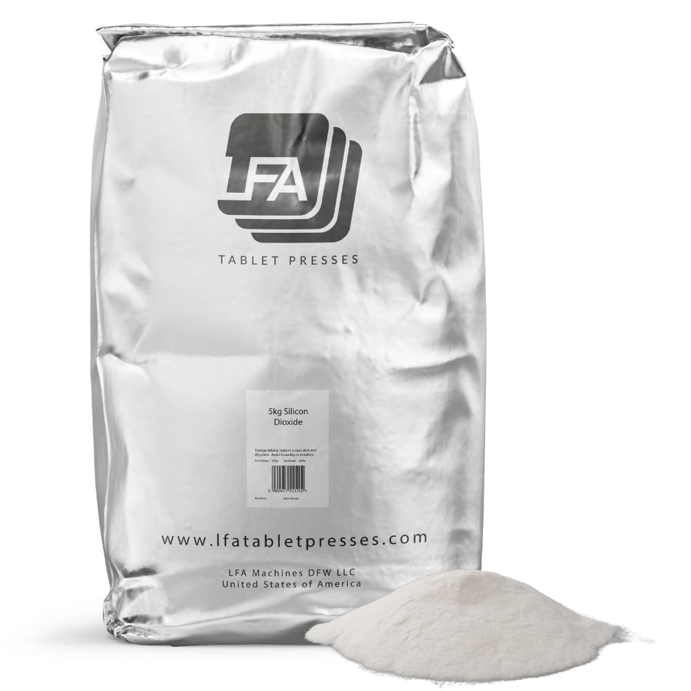 Silicon Dioxide - Agent d' Anticulador - 5 kg (11 lb) - Velocitat de menjar Siliica Powder - Moseure- Absorbitant Glint per a la taula Press & Capsule Filler Pill