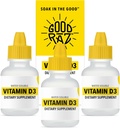 Vitamina D Drops Adulto - Água-Solúveis D3 Drops Líquidos - Potente Vitamina D Drops Líquidos - Sem Agitação, Não-GMO, Kosher - D3 Líquido para Adicionar a Beber ou Comida, Sem Sabor - Fornecimento de 12 meses (3)