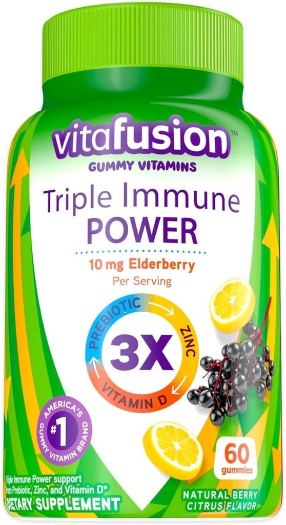 Triguba imuninė galia Gummy vitaminai suderinami su Vitafusion, 60 ct- L8