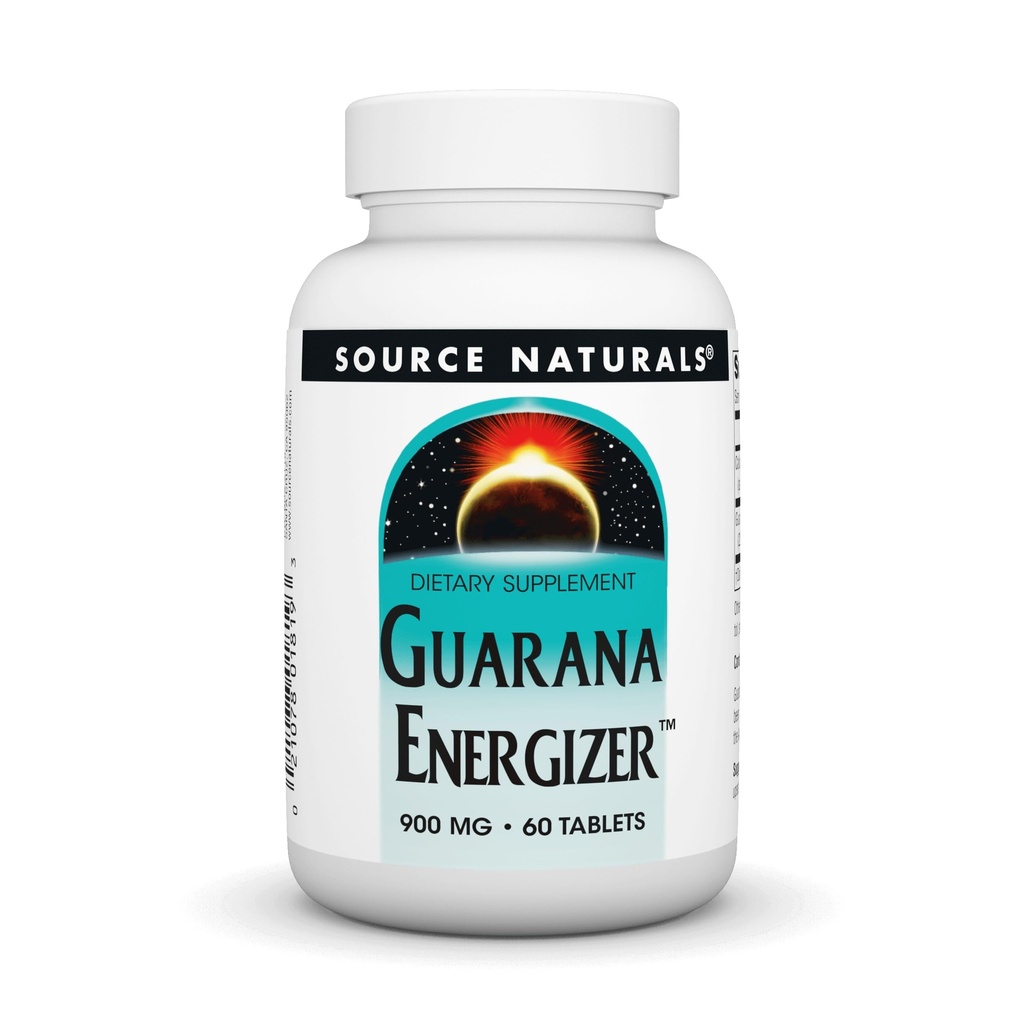 Source Naturals Guarana Energizer, Dietary Supplement - Supports A Long Lasting Energy Boost* - 900 mg - 60 Tablets
