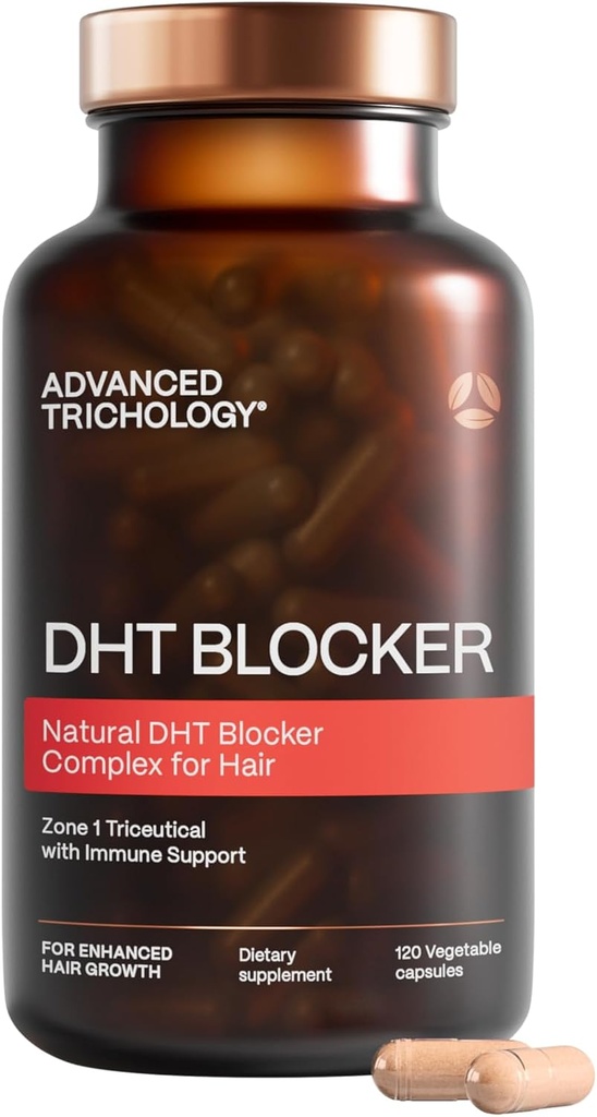 Advanced Trichology DHT Blocker - Hair Growth Supplement för genetisk gallring för män och kvinnor | Godkänd * av American Hair Loss Association - 120 greve 1)