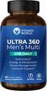 Vitamina Mundial Ultra 360 multivitamínico para homes un día, multivitamínico masculino con minerais, herbas e antioxidantes, Suplemento diario con vitamina A, C, D, E & Zinc para a enerxía e apoio inmune, 90 cápsulas