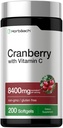 Horbäach Cranberry Pills for Women and Men | 200 Softgels | Extract Supplement with Vitamin C | Non-GMO, Gluten Free