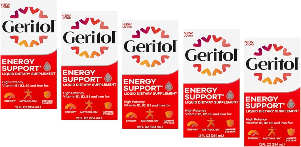 Geritol Vedel täiendus, B-vitamiinid ja Raud 12 Vedelik Ounce (pakk 5)
