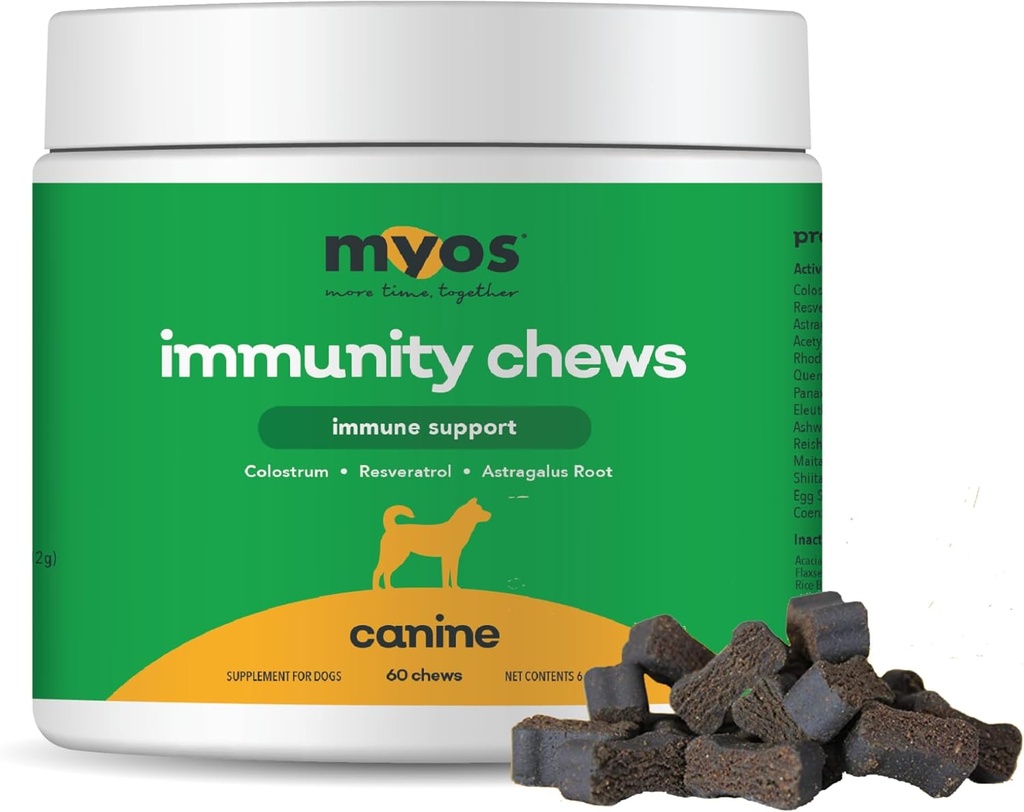 MYOS Immunity Chew for Dogs - Immune System Support, Antioksidlər, Colostrum, Resveratrol, Astragalus Root və Mushrooms- Daily Chewable Təhsil