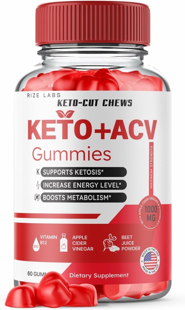 Keto-Cut Chews ACV Gummies - Keto-Cut Chews Premium Keto ACV für Fortgeschrittene Gewichtsverlust, Keto + ACV Gummy, Keto Cut Chews Maximum Strength Supplement, KetoCut Chews Gummies Bewertungen (60 Gummies)