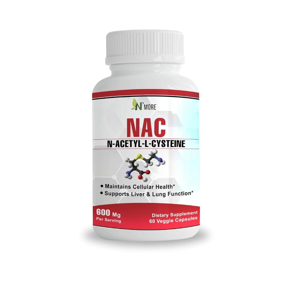 N'More N-Acetyl-Cysteine (NAC) 600Mg 60 Veggie Capsules Non-GMO, Gluten Free