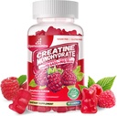 Complexo de Gummies de monohidrato de creatina 6400mg para homes e mulleres - Fórmula W / L-Taurine + Vitamina B12, Suplemento gratuíto de azucre,90 Raspberry Gummies